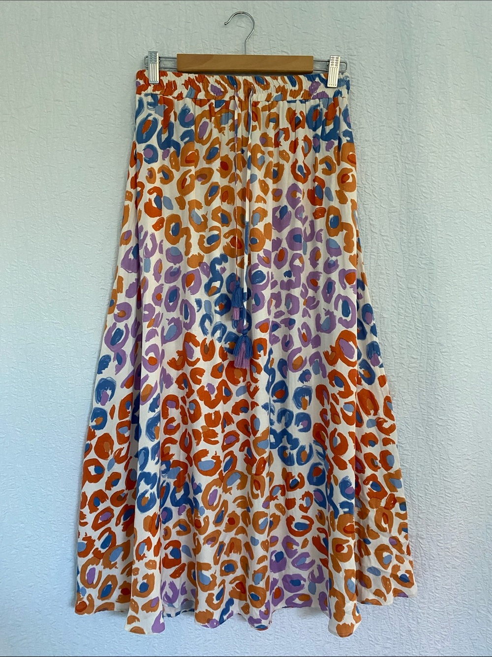FARM Rio Anthropologie Multicolor Leopard Maxi Skirt - Orange, Blue & Purple